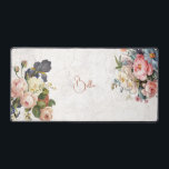 Rustic Vintage Personalised Roses & Iris  Desk Mat<br><div class="desc">Beautiful,  timeless and elegant sprays of artistic pink and white roses,  peonies and purple bearded iris with delicate foliage. Includes an editable text field for your personalisation and lightly distressed antique white texture background.</div>