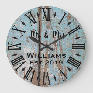 Rustic Vintage  Personalised Wood Custom Large Clock