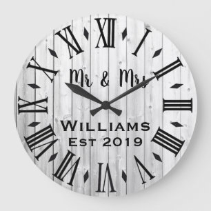 Rustic Vintage Personalised Wood Custom Large Clock