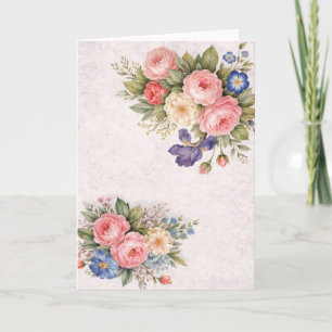 Rustic Vintage Personalized Floral Ro              Card