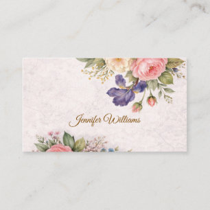 Rustic Vintage Personalized Floral Rose Design     Business Card