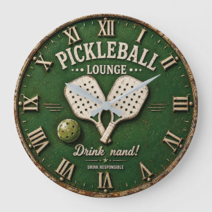 Rustic Vintage Pickleball Bar Decor Large Clock