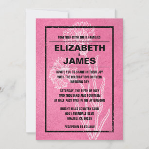 Rustic Vintage Pink And Black Wedding Invitations