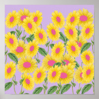 Rustic Vintage Pink Sunflowers Modern Pastel Lilac