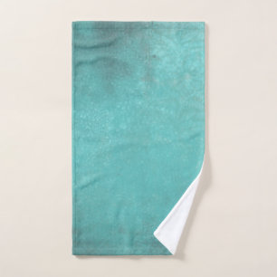 Rustic Vintage Print Turquoise   Hand Towel
