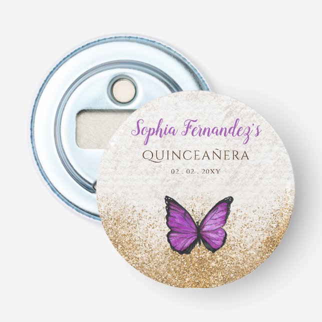 Rustic Vintage Purple Gold Butterfly   Bottle Opener (Front)