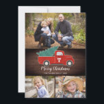 Rustic Vintage Red Truck 3-Photo Christmas Card<br><div class="desc">This rustic, trendy 3-photo card features our own vintage-inspired red truck, carrying a Christmas tree on a dark woood background! The matching collection of products is available in our shop! Contact us if you would like this design modified for your specific number of photos or if you need this design...</div>