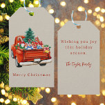 Rustic Vintage Red Truck Christmas Gift Tags<br><div class="desc">Rustic Vintage Red Truck Christmas Gift Tags</div>