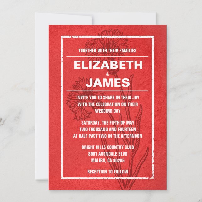 Rustic Vintage Red Wedding Invitations (Front)