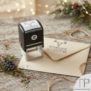 Rustic Vintage Reindeer Deer Skull Address Stamp