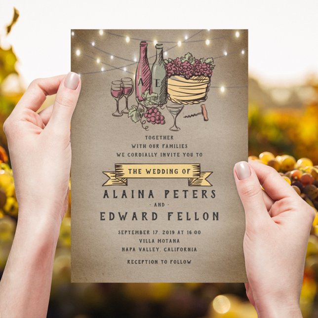Rustic Vintage Retro Vineyard Winery Wedding Invitation (Creator Uploaded)
