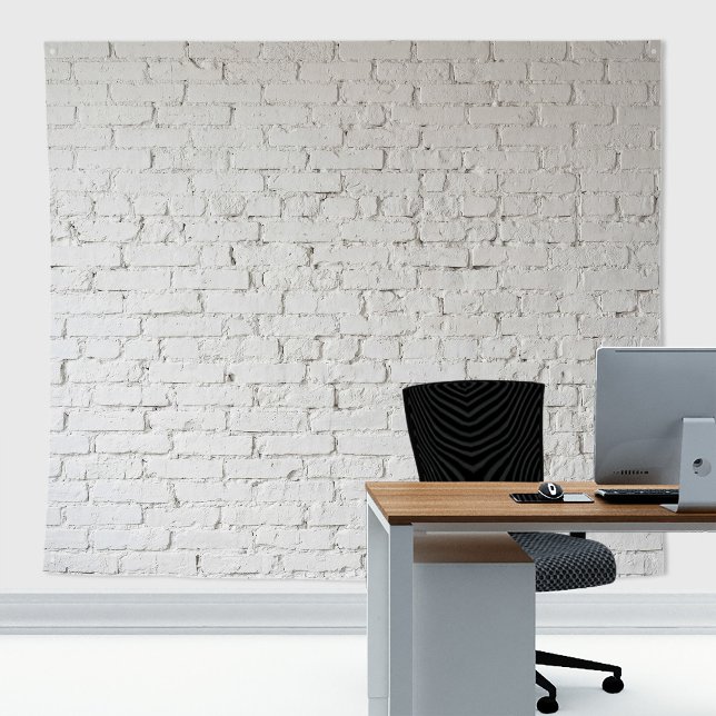 Rustic Vintage Retro White Painted Brick Wall Tapestry (White painted brick wall tapestry decor with stone  texture for zoom meetings backdrop or home decor)