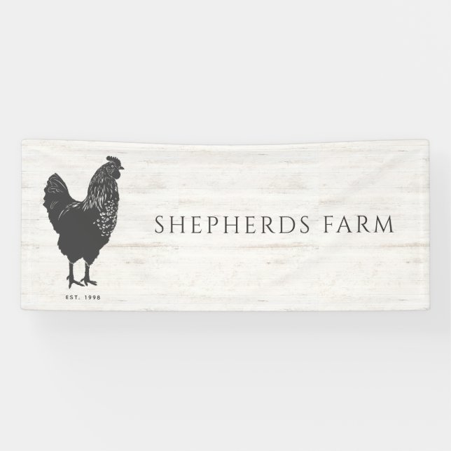 Rustic Vintage Rooster Farm Logo Banner (Horizontal)