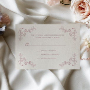 Rustic Vintage Rose Floral Frame Wedding RSVP Card