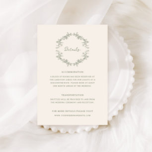 Rustic Vintage Sage Floral Wedding Details Enclosure Card
