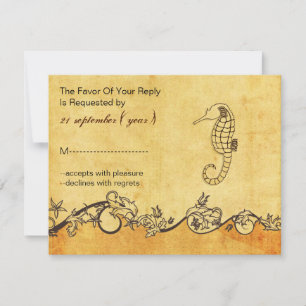 rustic, vintage ,seahorse beach wedding rsvp