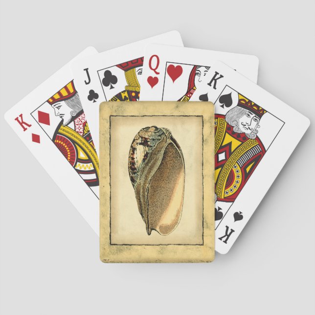 Rustic Vintage Seashell Playing Cards (Back)