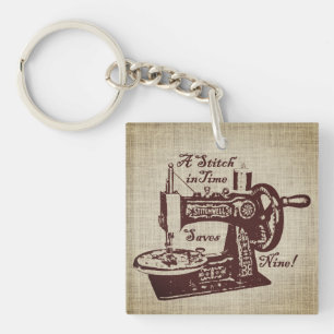 Rustic Vintage Sewing Machine  Key Ring