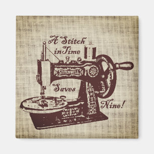 Rustic Vintage Sewing Machine Magnet