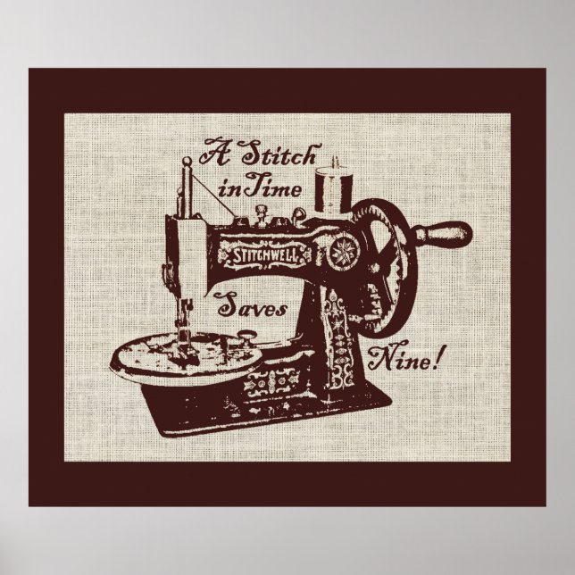 Rustic Vintage Sewing Machine  Poster (Front)