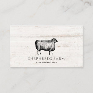 Rustic Vintage Sheep Barn Wood Farm Business Card