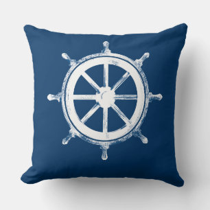 Rustic Vintage Ship's Wheel Cushion