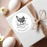Rustic Vintage Sketch Farm Hen Dusty White Classic Round Sticker<br><div class="desc">We've designed this beautiful farm themed sticker. This sticker is perfect for small farms, family farms, ranches, farmers market, egg farm, food brand and so much more. Our Farm style sticker features our own hand-drawn sketch style hen/rooster illustration. The hen illustration is designed in a vintage sketch style. Customise with...</div>