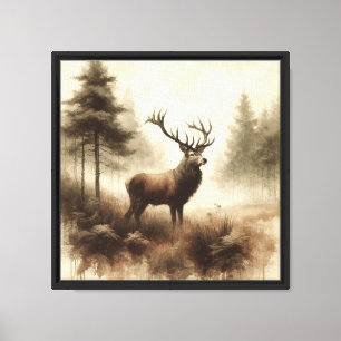 Rustic Vintage Stag Forest Wildlife Canvas Print