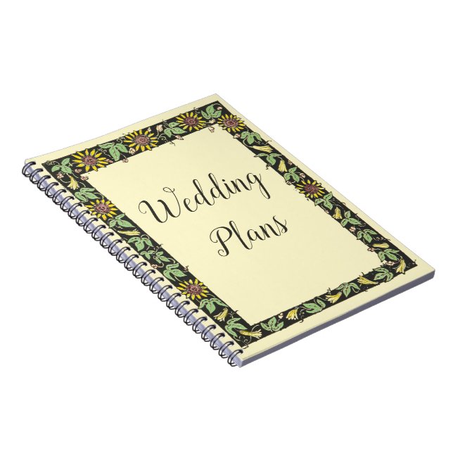 Rustic Vintage Sunflowers Frame Wedding Plans  Notebook (Right Side)