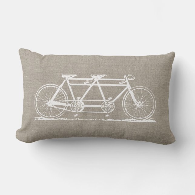 Rustic Vintage Tandem Bicycle Lumbar Cushion (Front)