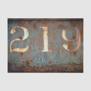 Rustic Vintage Teal Brown Texture Train Numbers Tissue Paper