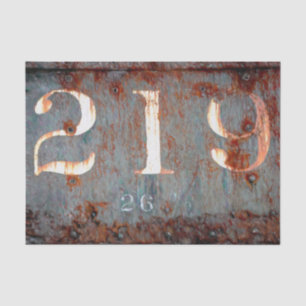 Rustic Vintage Teal Rust Texture Train Numbers Tissue Paper