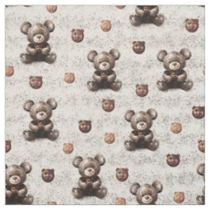 Rustic Vintage Teddy Bear Speckled Stone Fabric