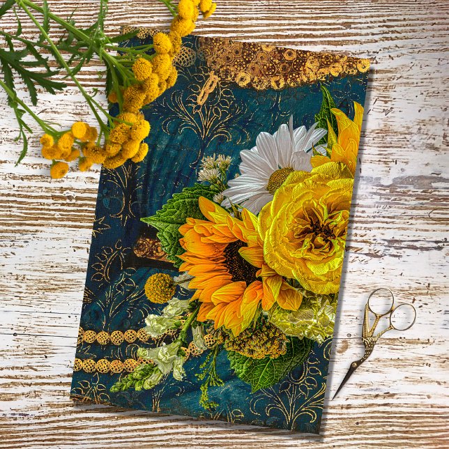 Rustic Vintage Texture Sunflower Decoupage Tissue Paper (Creator Uploaded)