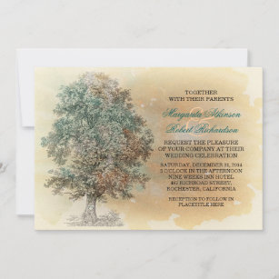 rustic vintage tree wedding invitations