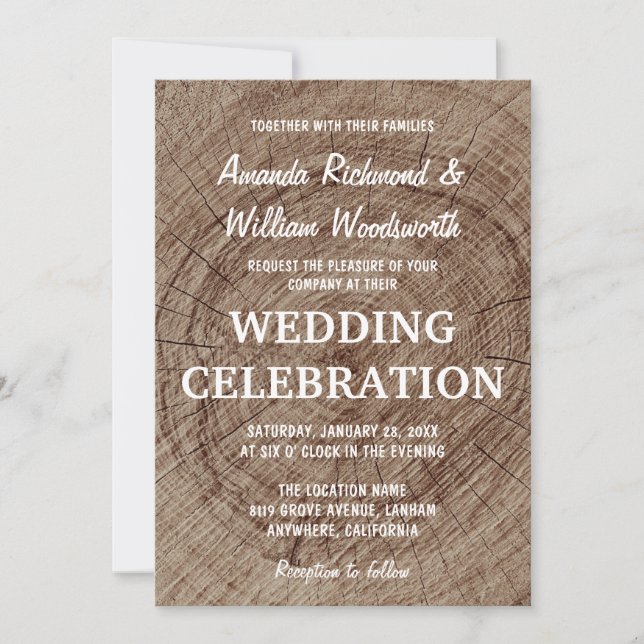 Rustic Vintage Tree Wood Wedding Invitation (Front)