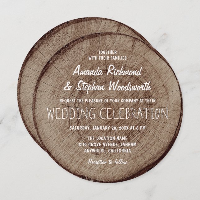 Rustic Vintage Tree Wood Wedding Invitation Kraft (Front/Back)