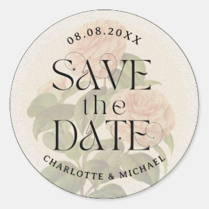  Rustic Vintage Trendy Save the Date Wedding Classic Round Sticker