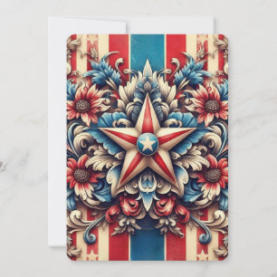 rustic/vintage USA/patriotic Holiday Card