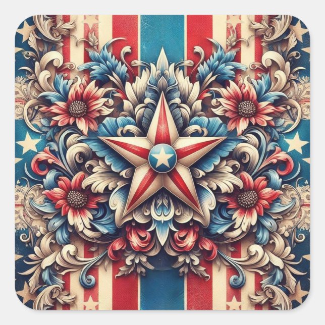 rustic/vintage USA/patriotic Square Sticker (Front)