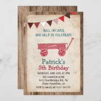 Rustic Vintage Wagon Boy Birthday Invitation