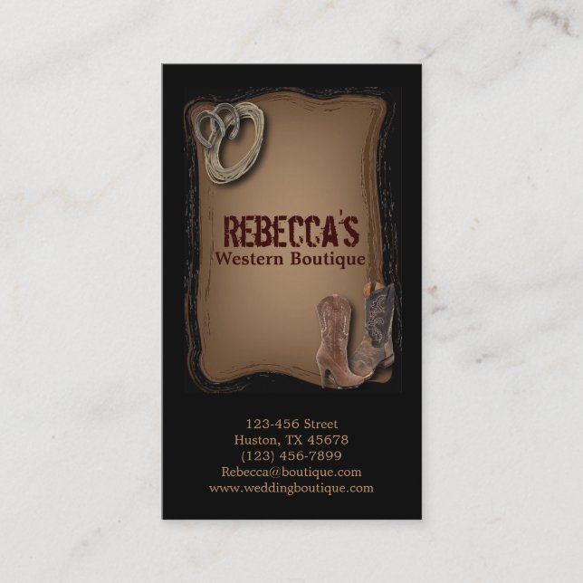 rustic vintage western country fashion cowboy business card (Front)