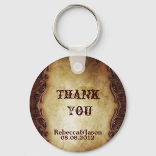 rustic vintage western country wedding favour key ring
