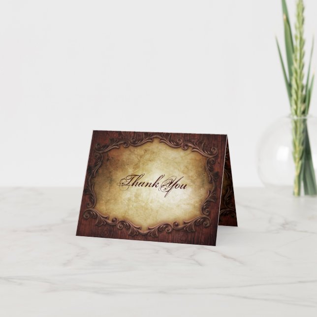 rustic vintage western country wedding thank you card (Front)