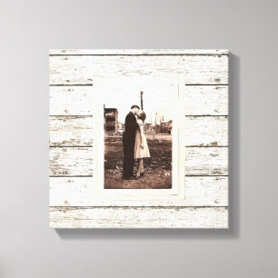 rustic  vintage white barn wood barn wedding canvas print