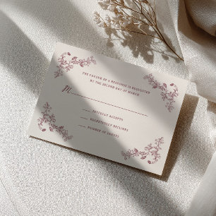 Rustic Vintage Wine Floral Frame Wedding RSVP Card