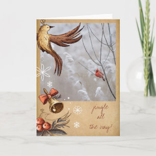 Rustic Vintage Winter Cardinal Christmas Photo Holiday Card