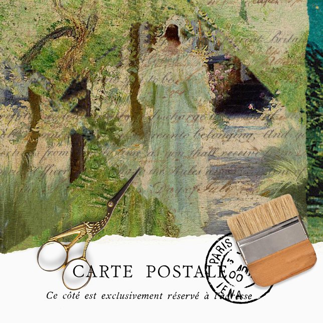 Rustic Vintage Woman Green Texture Decoupage  Tissue Paper (Creator Uploaded)