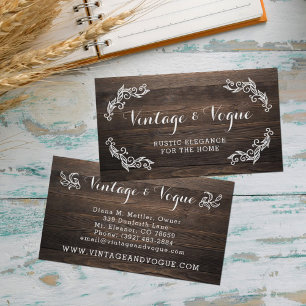 Rustic Vintage Wood Elegant Country Farm Boutique Business Card