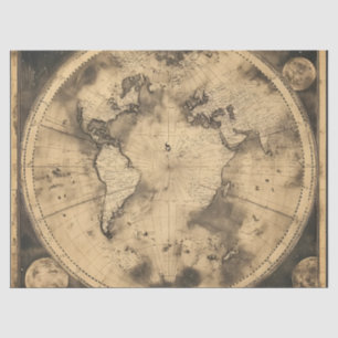 Rustic Vintage World Map Globe (5) Tissue Paper